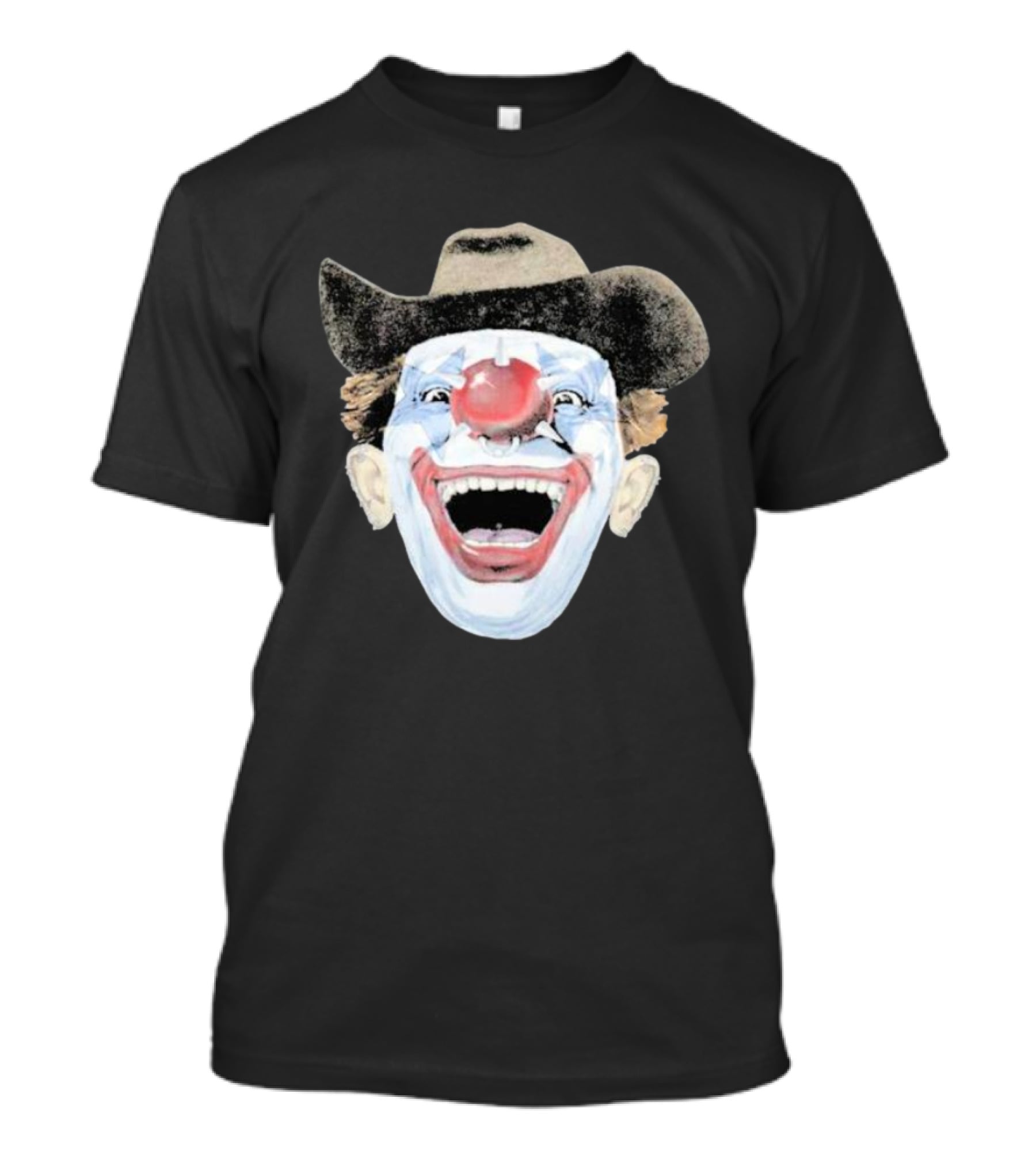 Hard Jewelry We Don’t Clown Around Laughing Cowboy Clown Face T-Shirt