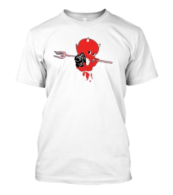 Holy Mountain Printing Sunami Lil’ Devil Red Cartoon With Pitchfork And Bomb T-Shirt