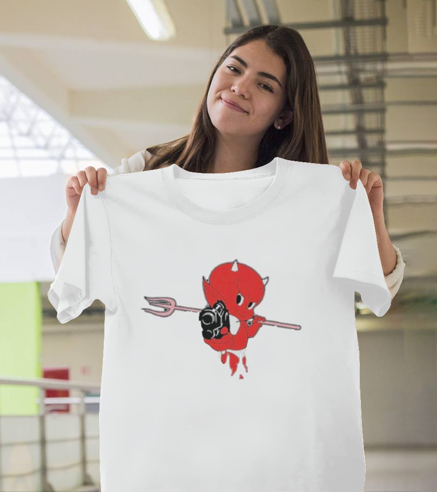 Holy Mountain Printing Sunami Lil’ Devil Red Cartoon with Pitchfork and Bomb T-Shirt