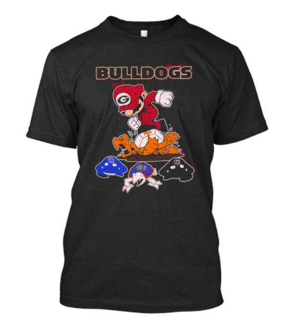 Bulldogs Mario Crushing Tennessee Helmet With Rival Team Symbols T-Shirt