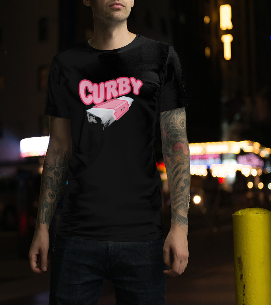 CURBY Pink Brick Character T-Shirt