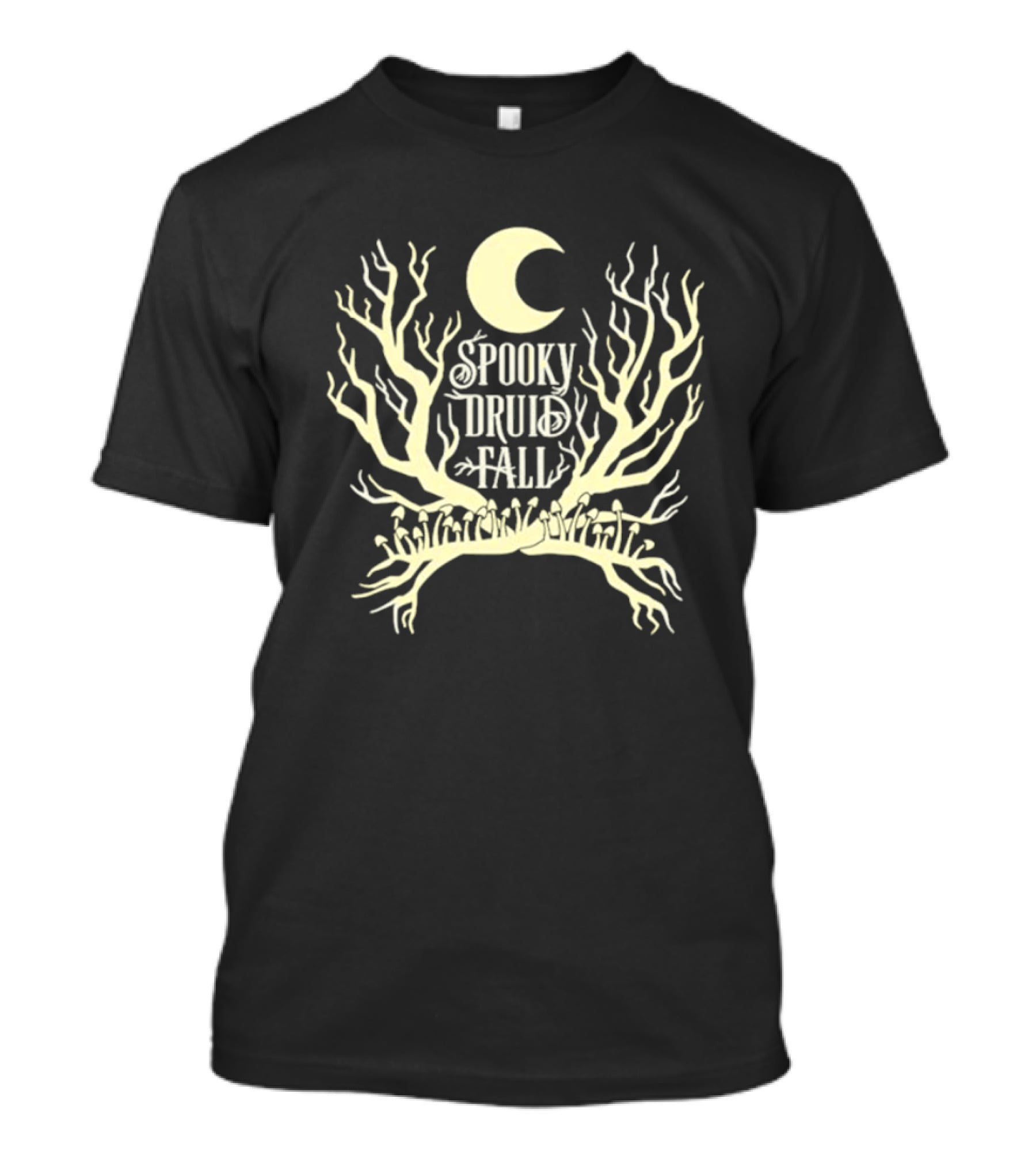 Spooky Druid Fall Crescent Moon And Enchanted Trees T-Shirt