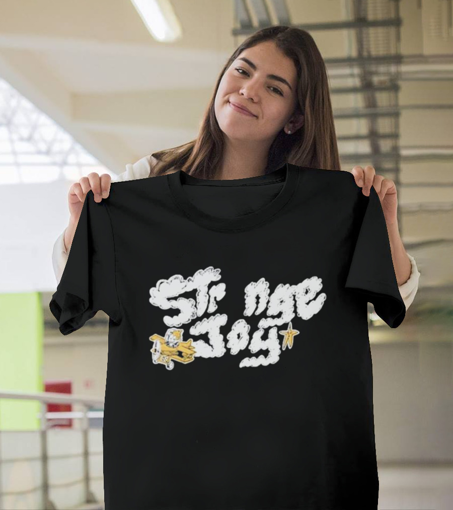 Strange Joy Plane Cloud Letters Star Golden Pilot T-Shirt
