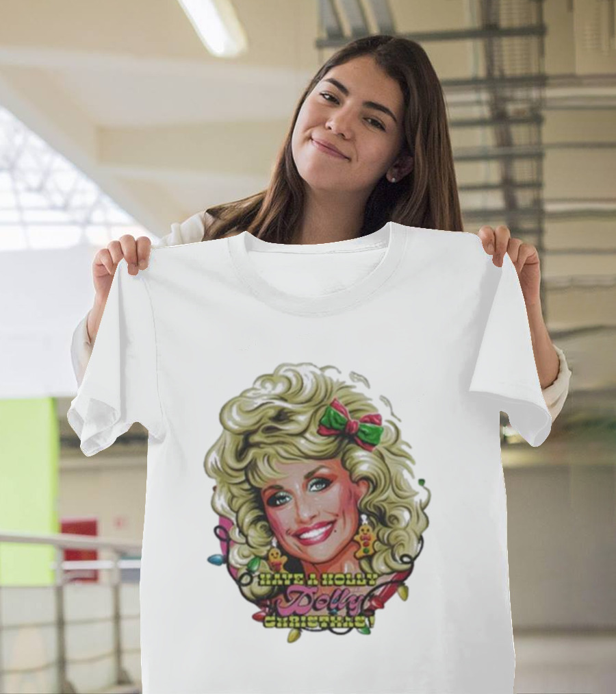 Have A Holly Dolly Christmas with Festive Lights Gingerbread Decor T-Shirt
