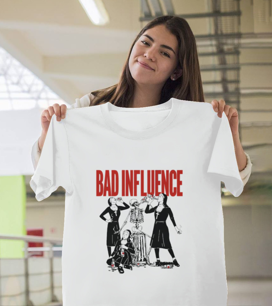 Bad Influence Nuns Partying with Skeleton T-Shirt