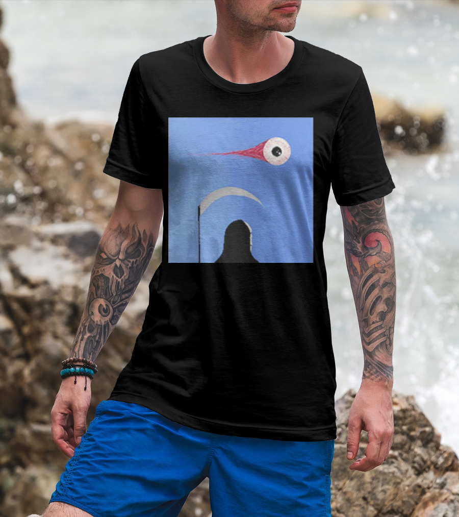 Grim Reaper With Scythe And Eyeball In Blue Sky Doja Cat Merch T-Shirt