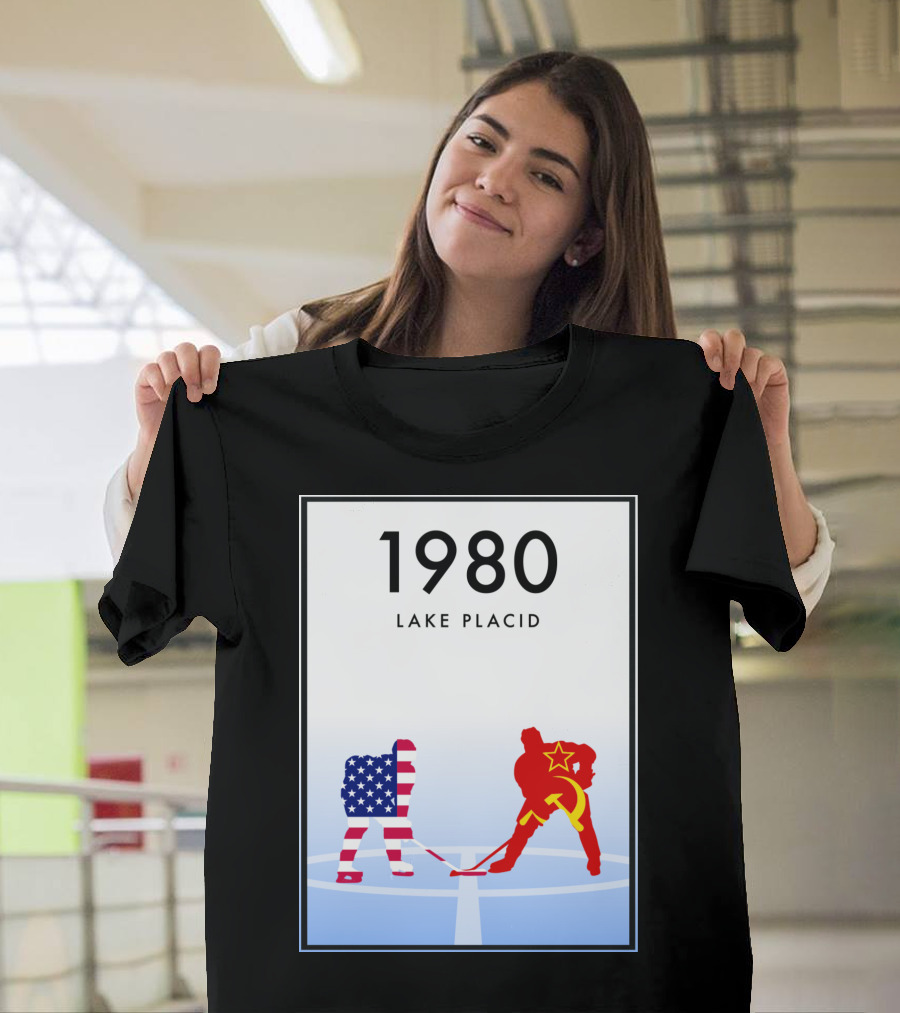 1980 Lake Placid USA vs USSR Hockey Faceoff T-Shirt