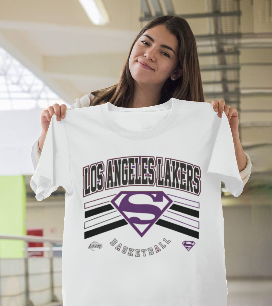 Los Angeles Lakers Superman Basketball Shield T-Shirt