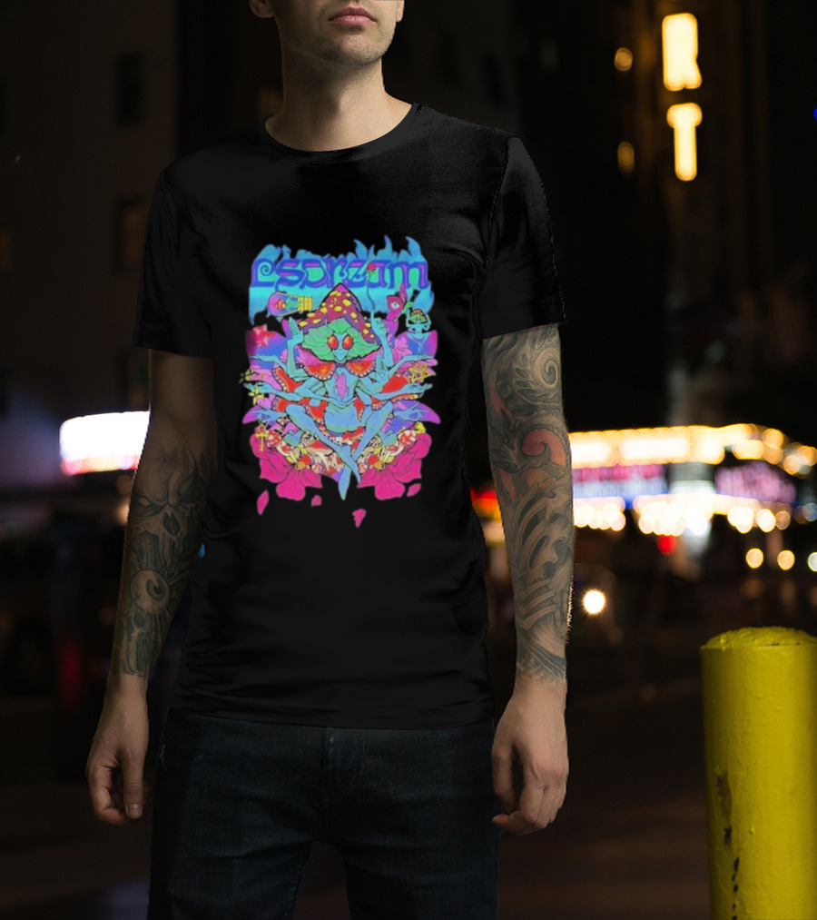 LSDream Mushi Psychedelic Bug Creature With Vibrant Colors And Cosmic Elements T-Shirt