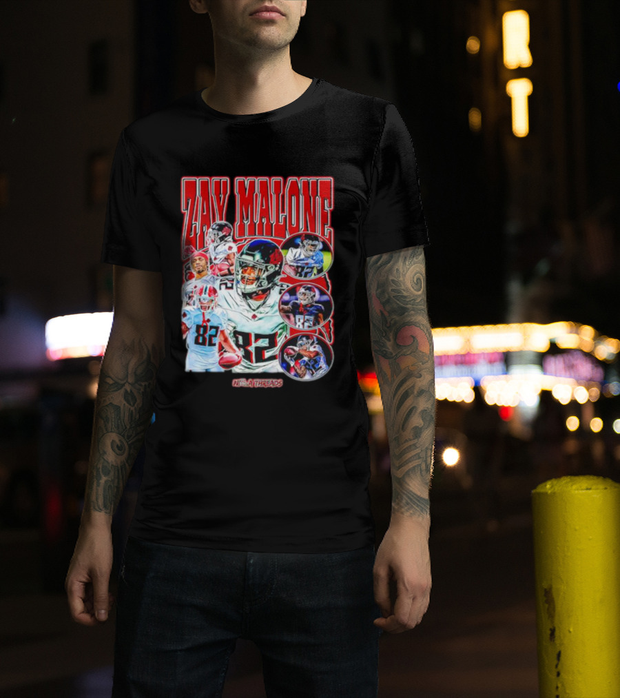 Zay Malone 82 Atlanta Falcons NSNThreads Vintage T-Shirt
