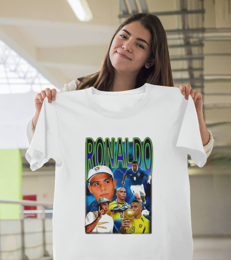 Ronaldo Fenomeno Brazil Football Legend Retro Collage T-Shirt