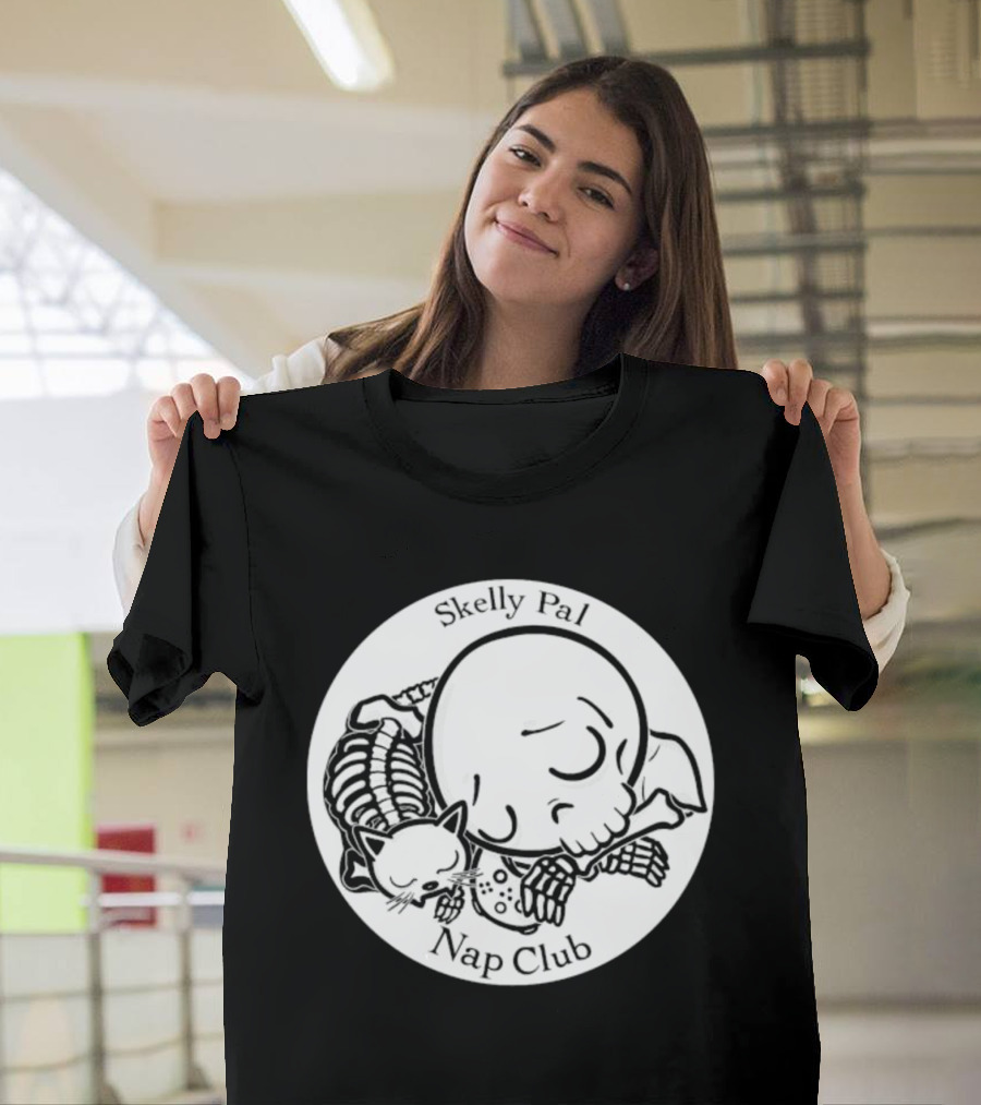 Skelly Pal Nap Club Painter Johnny Chiodini Skeleton Cat T-Shirt