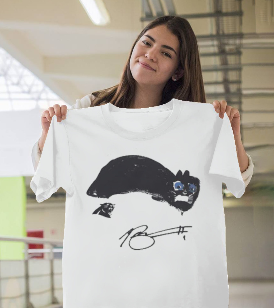 Bryce Young and Carolina Panthers Panther with Terrified House Cat T-Shirt