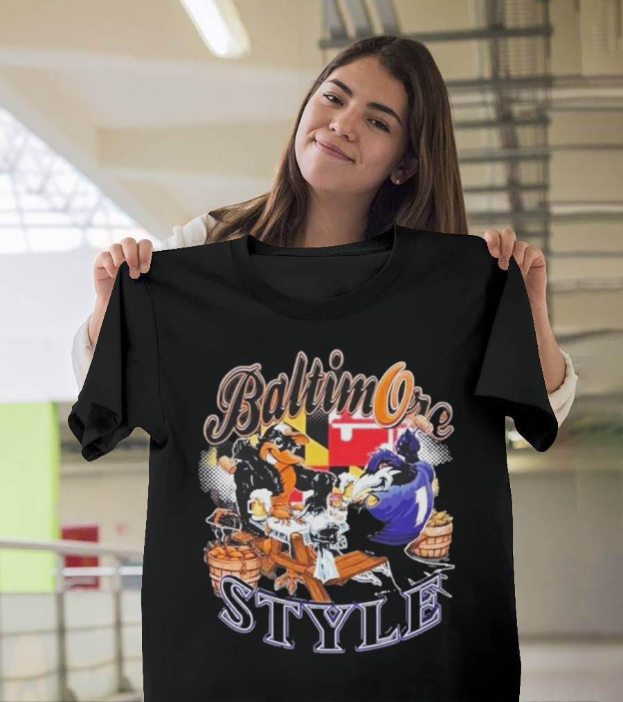 Baltimore Style Ravens Crab Feast Maryland Flag Ravens Football T-Shirt