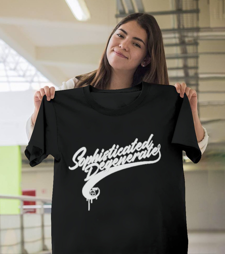 Sophisticated Degenerate Graffiti Style Text with Dripping Paint Effect T-Shirt