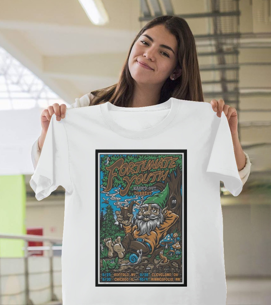 Fortunate Youth Kash'd Out Dubbest Cleveland 9/28 Buffalo Chicago Minneapolis Tour Dates T-Shirt