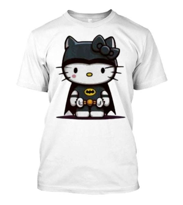 Hello Kitty Batman Crossover Character With Bat Symbol Costume T-Shirt
