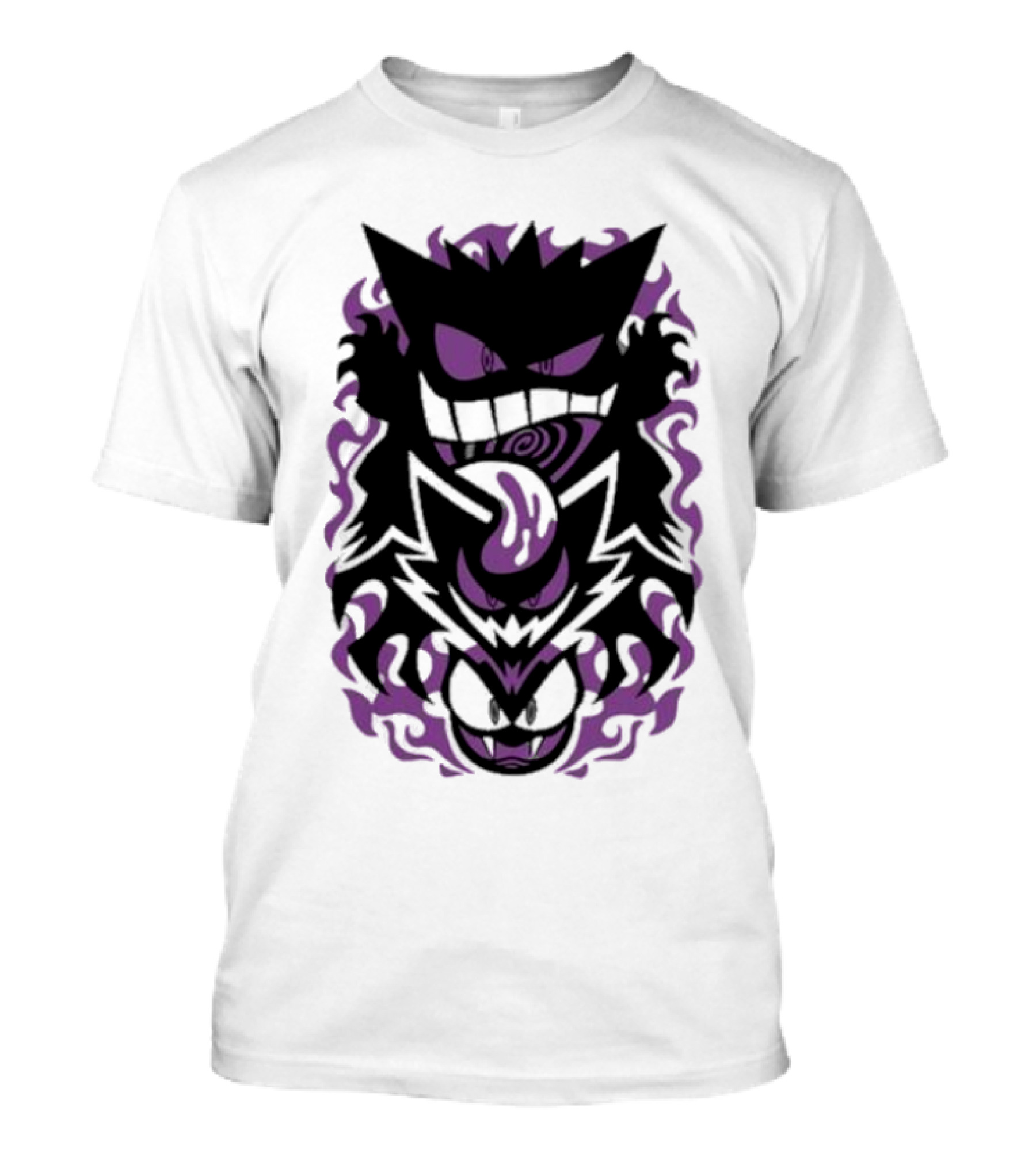 Versiris Haunted Gengar Gastly Ghastly Purple Flames T-Shirt