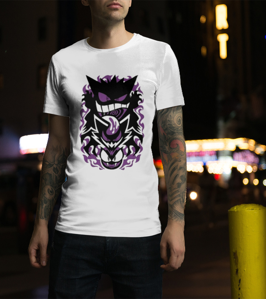 Versiris Haunted Gengar Gastly Ghastly Purple Flames T-Shirt