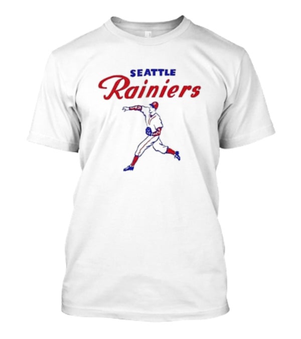 Seattle Rainiers Vintage Baseball Player Throwing T-Shirt