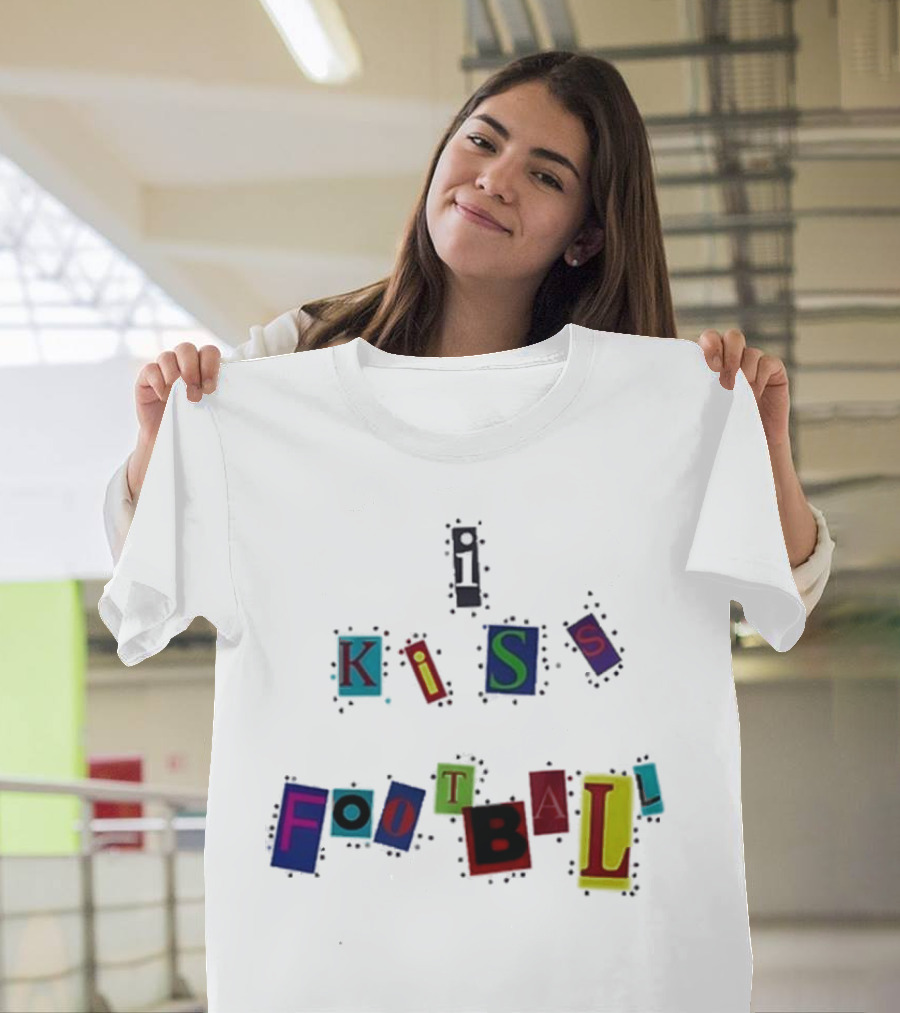 Nooruddean I Kiss Football Soccer Love Passion Bold Colorful Textured T-Shirt
