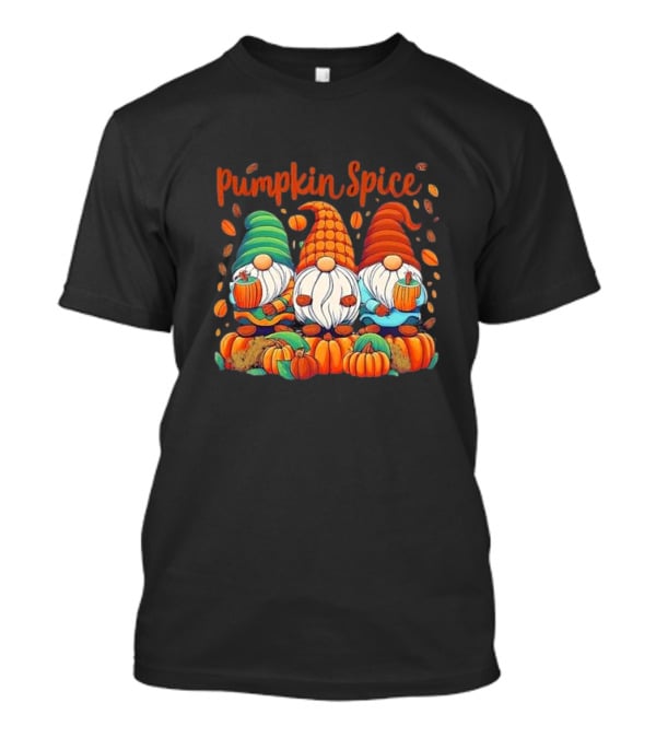 Pumpkin Spice Gnomes With Autumn Leaves And Pumpkins T-Shirt