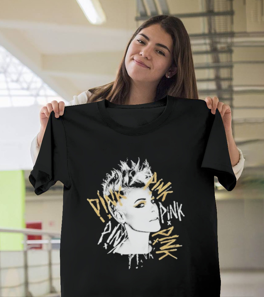 Pnk - Stylized Portrait With Pnk Text T-Shirt