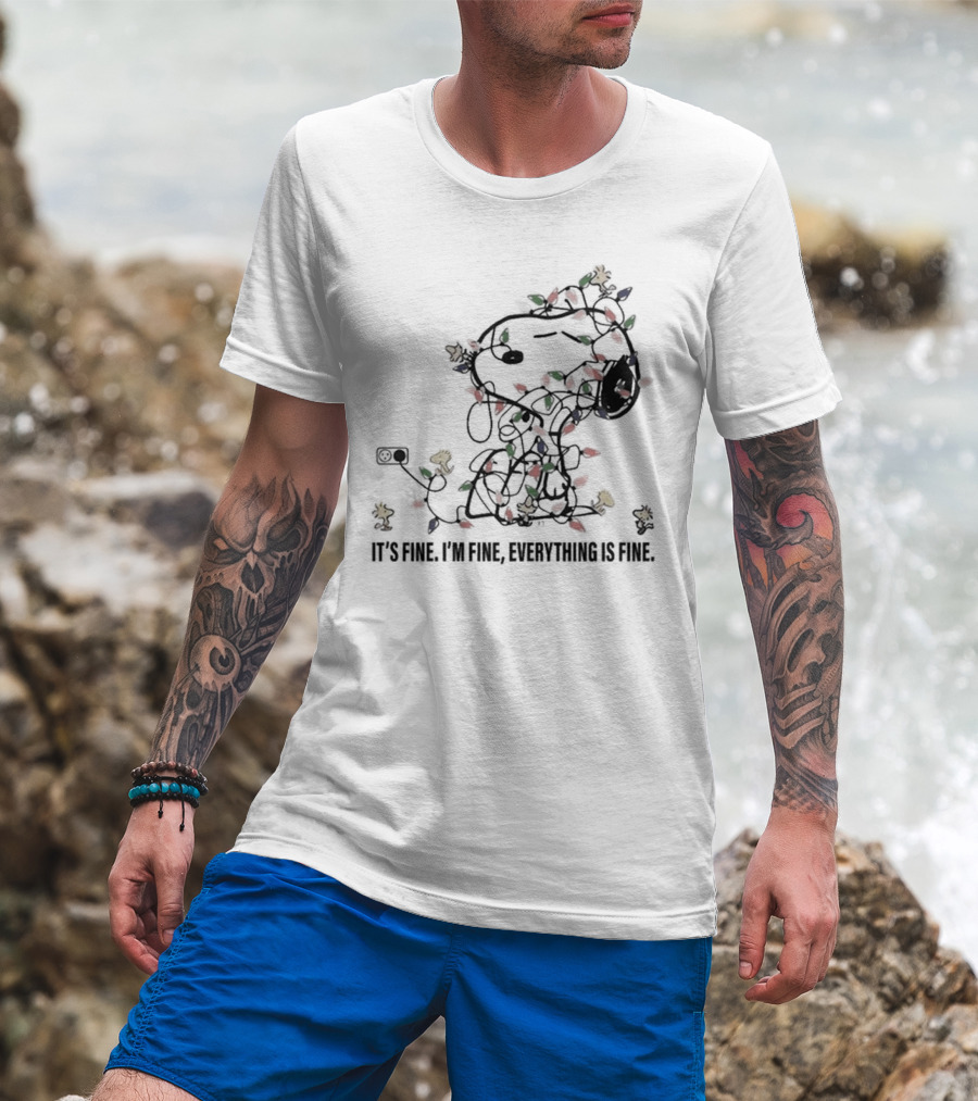 It's Fine I'm Fine Everything Is Fine Snoopy Christmas Lights T-Shirt