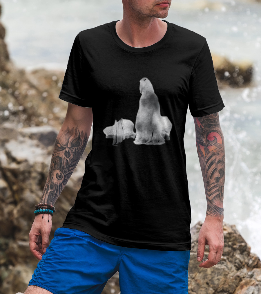Luh Calm Eerie Spectral Figures On Dark Mysterious Background T-Shirt