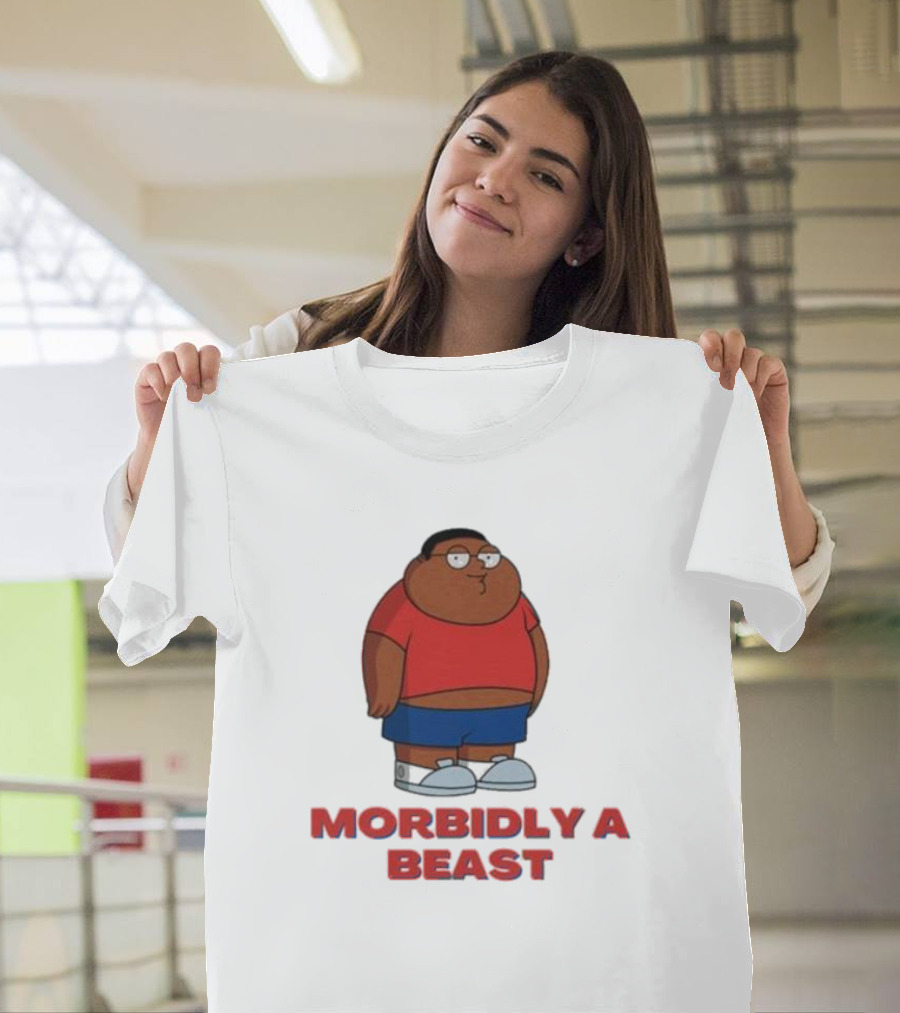 Morbidly a Beast Cartoon Character in Red and Blue T-Shirt