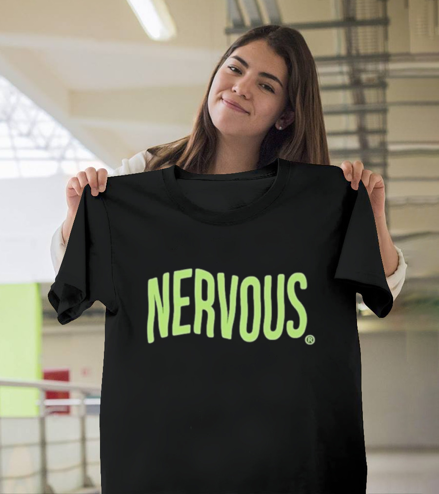 Pandershirts Nervous Neon Green Wave Text T-Shirt