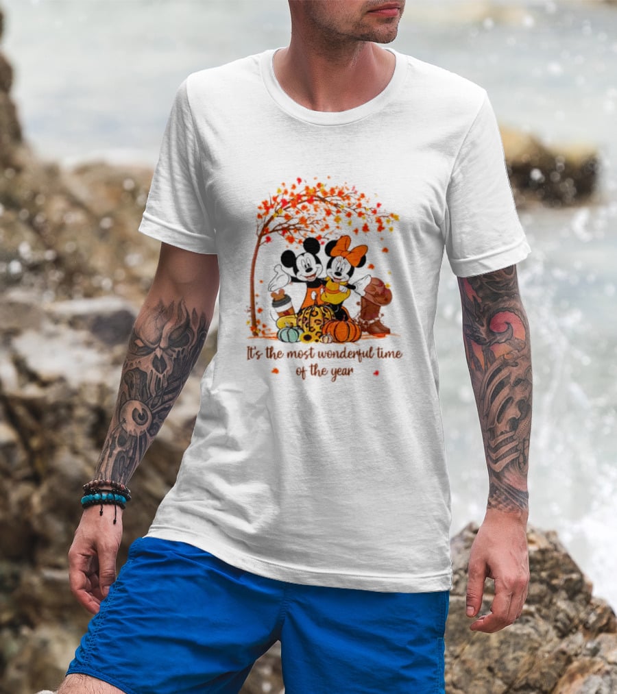 Mickey And Minnie It's The Most Wonderful Time Of The Year Thanksgiving T-Shirt