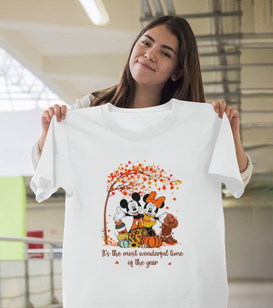 Mickey And Minnie It's The Most Wonderful Time Of The Year Thanksgiving T-Shirt