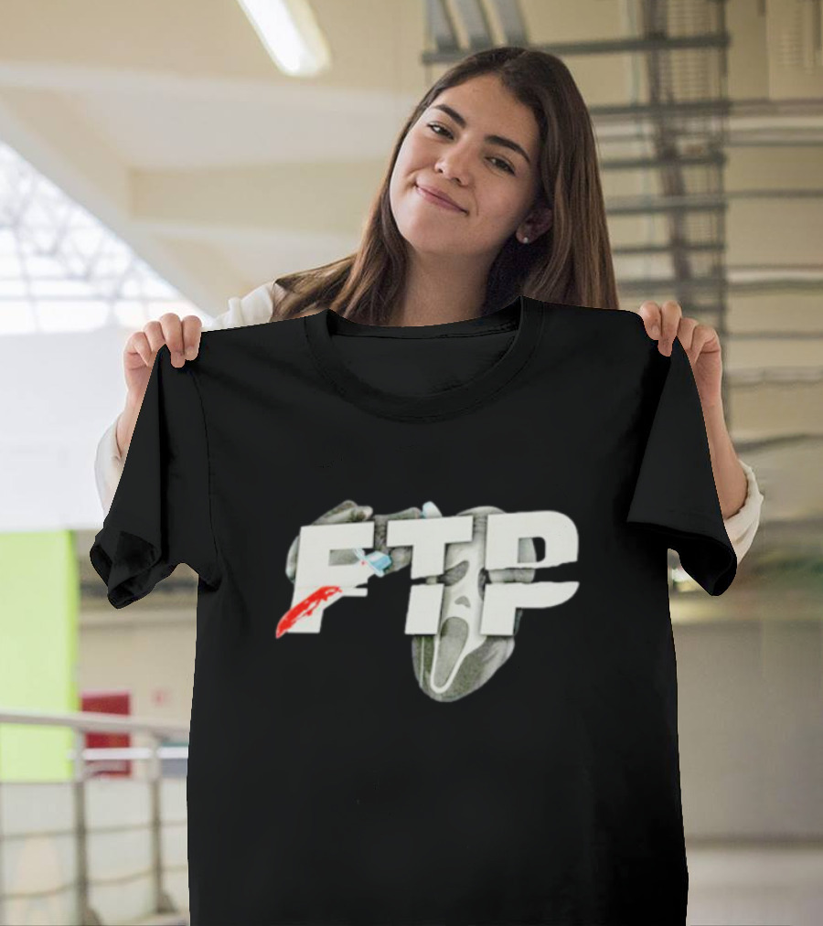 FTP Ghost Halloween Scream Mask Red Knife T-Shirt