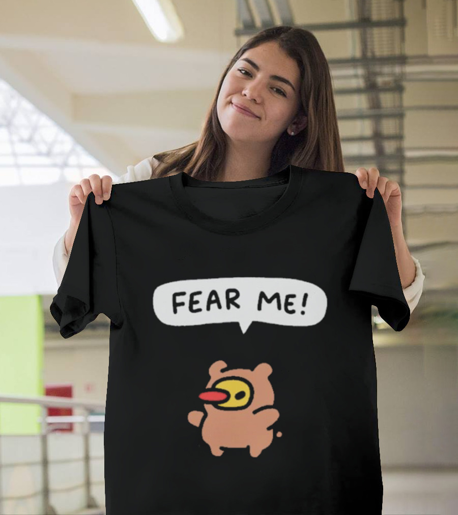 Fear Me Comic Style Cartoon Character with Speech Bubble T-Shirt