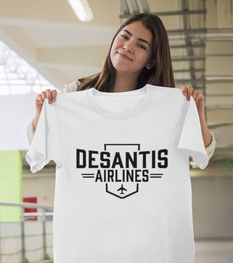 Desantis Airlines Shield Logo with Airplane T-Shirt