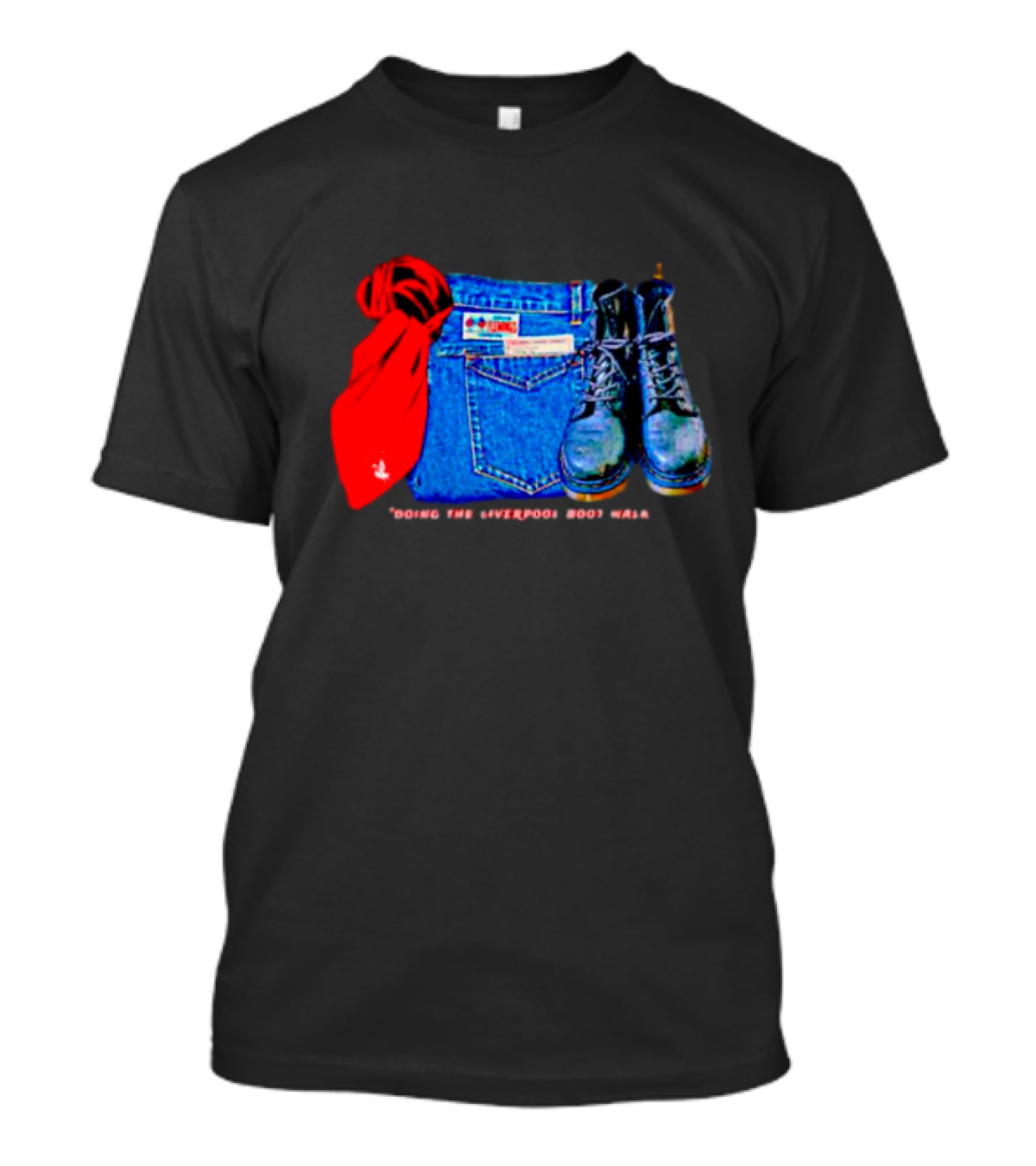 Red Scarf Denim And Boots Liverbird T-Shirt