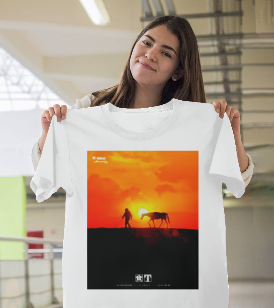 Houston Sunset Astronaut with Horse in Space City Meets Wild West T-Shirt