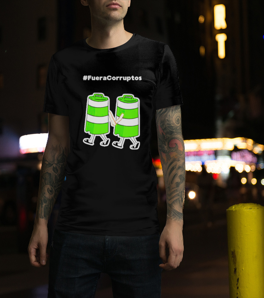 Paola Hurtado Uri Samayoa #Fueracorruptos Green Bins Handshake T-Shirt