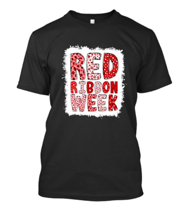 Red Ribbon Week Leopard We Wear Red For Awareness Spotted T-Shirt