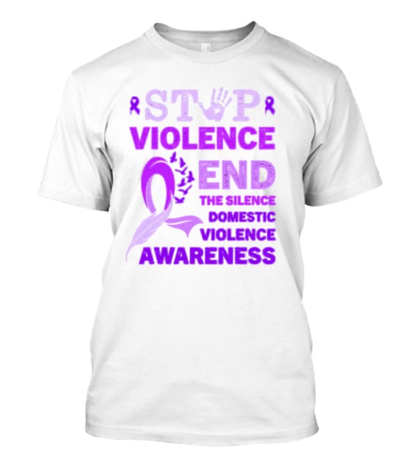Stop Violence End The Silence Domestic Violence Awareness Purple T-Shirt