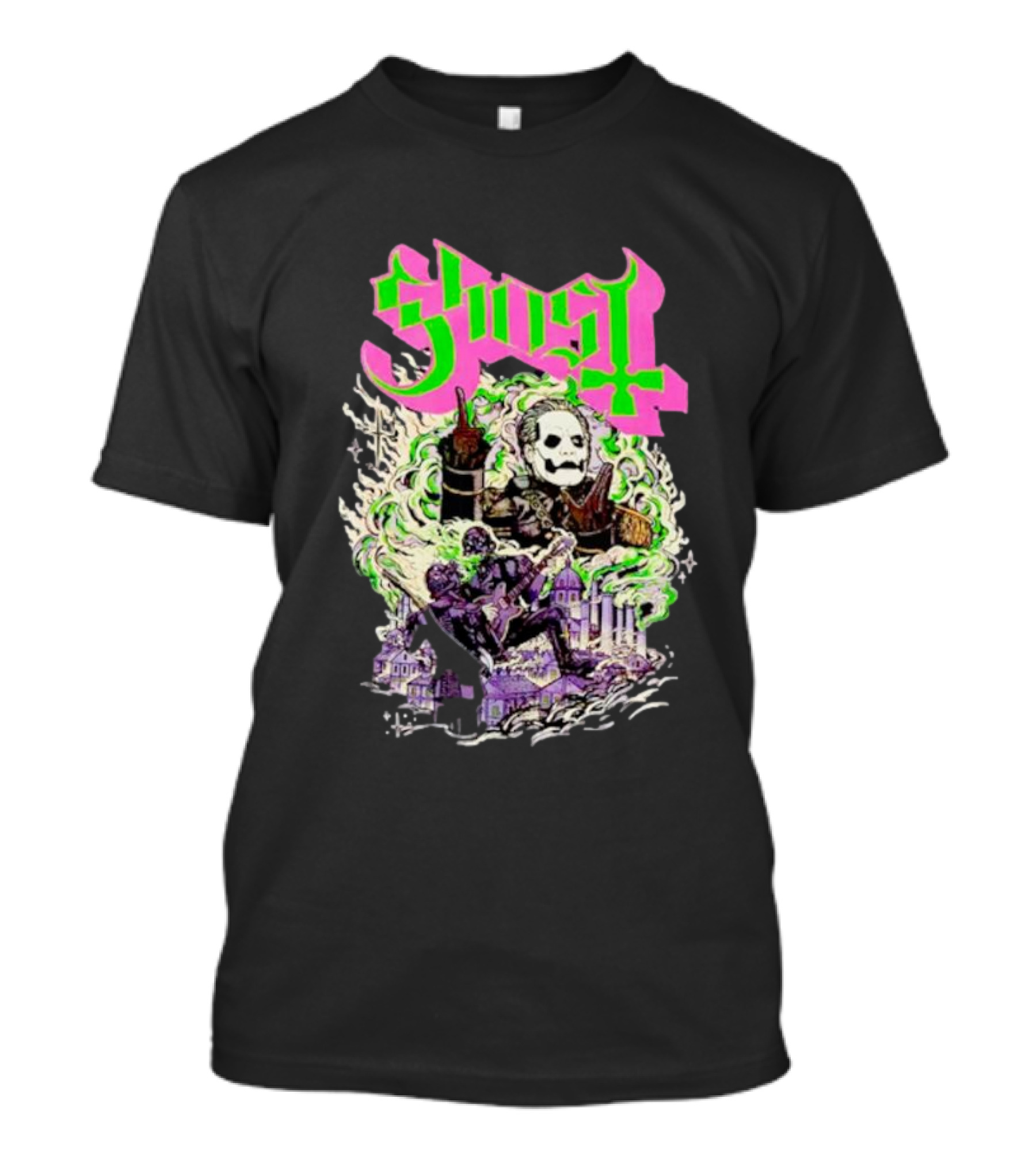 Ghost Cardinal Copia Psychedelic Gothic Smoky Scene T-Shirt