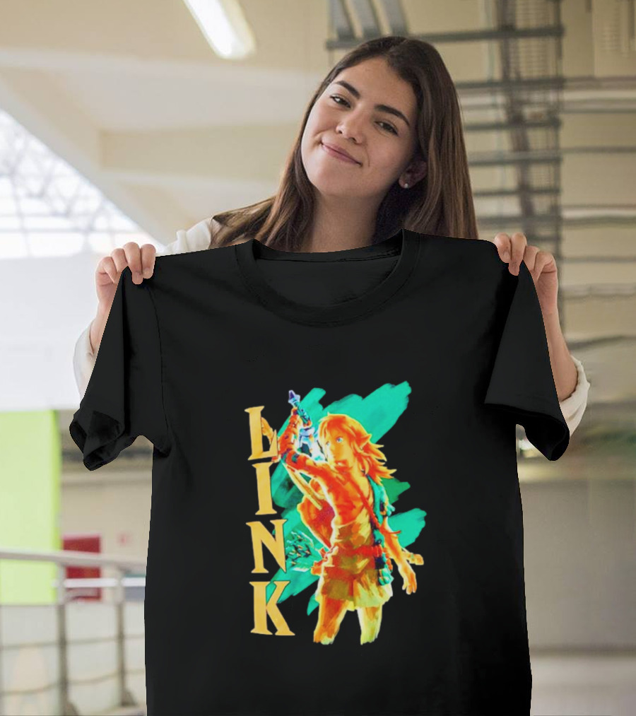 Nintendo The Legend of Zelda Link Tears of the Kingdom Green and Gold T-Shirt