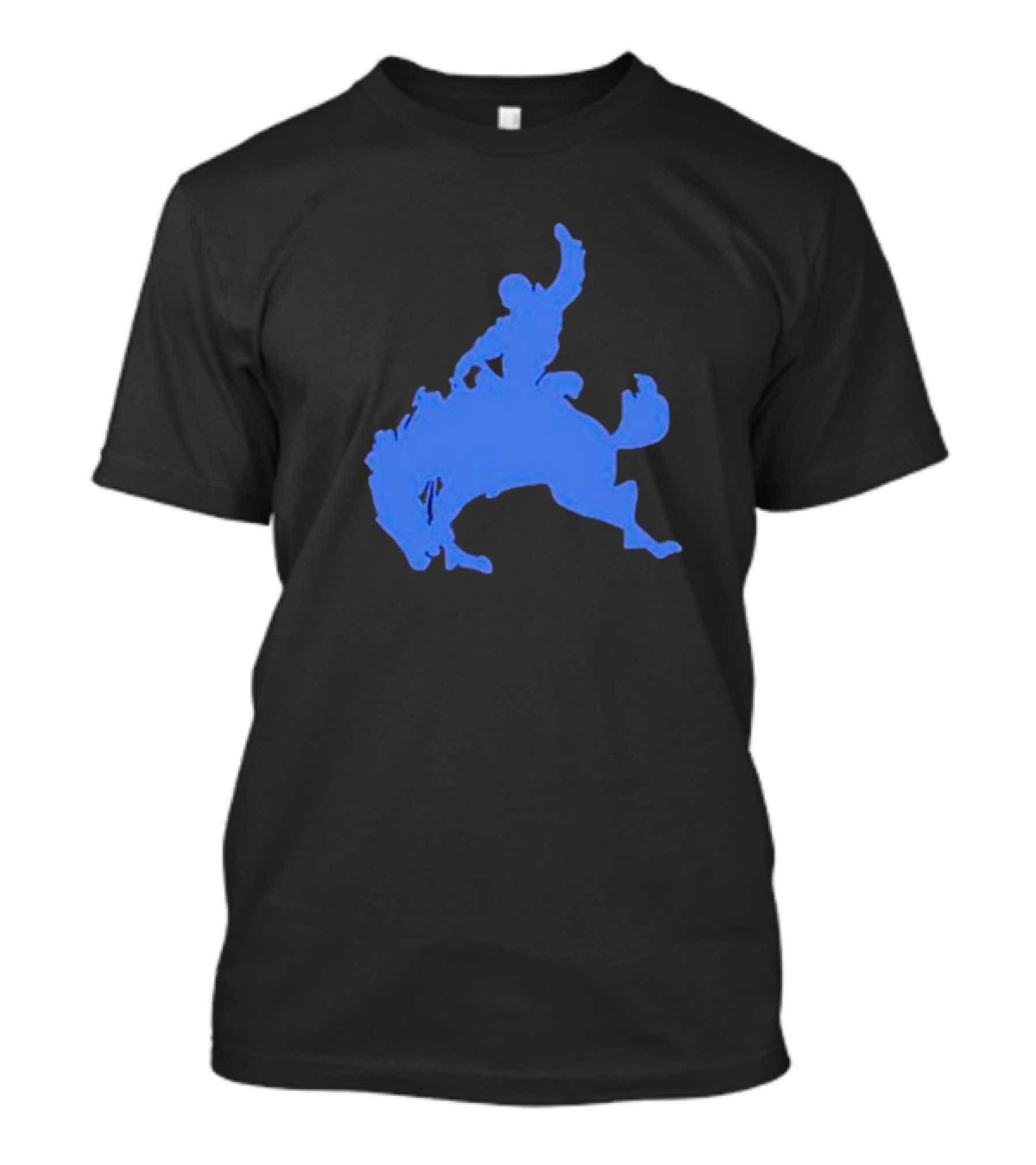 Bucking Bronco Silhouette Blue T-Shirt