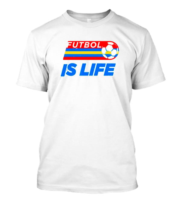 Futbol Is Life Retro Striped Soccer Ball T-Shirt