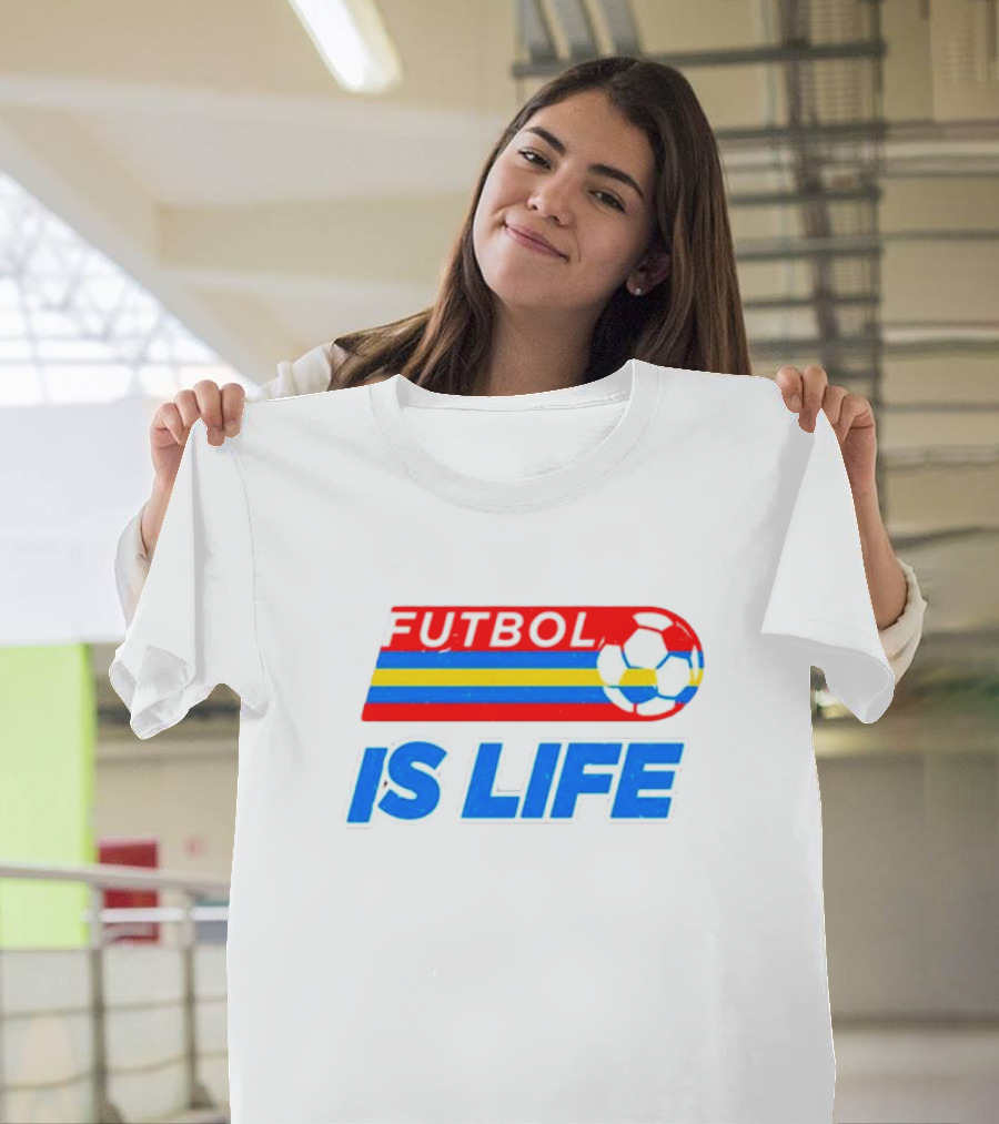 Futbol Is Life Retro Striped Soccer Ball T-Shirt