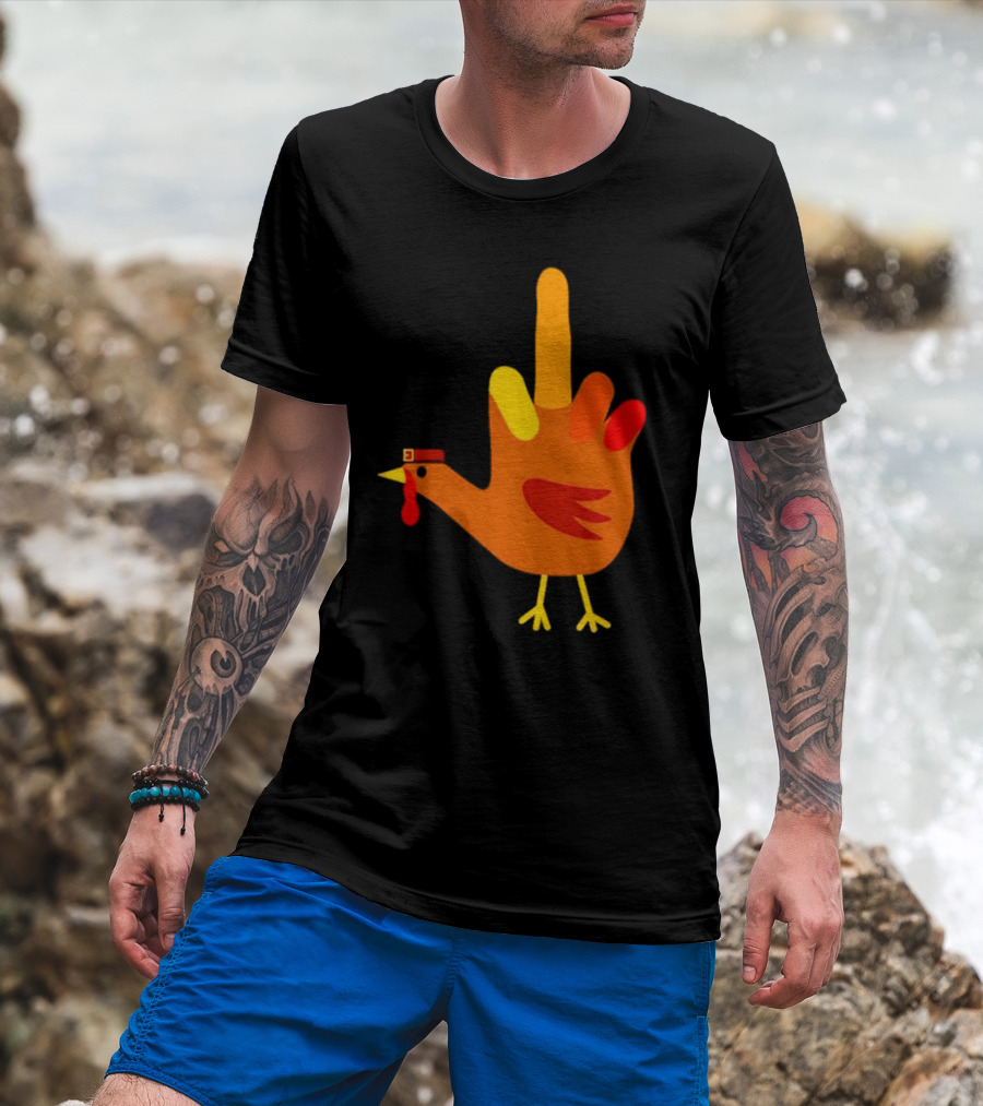 Thanksgiving Middle Finger Turkey Humor Hand Bird T-Shirt
