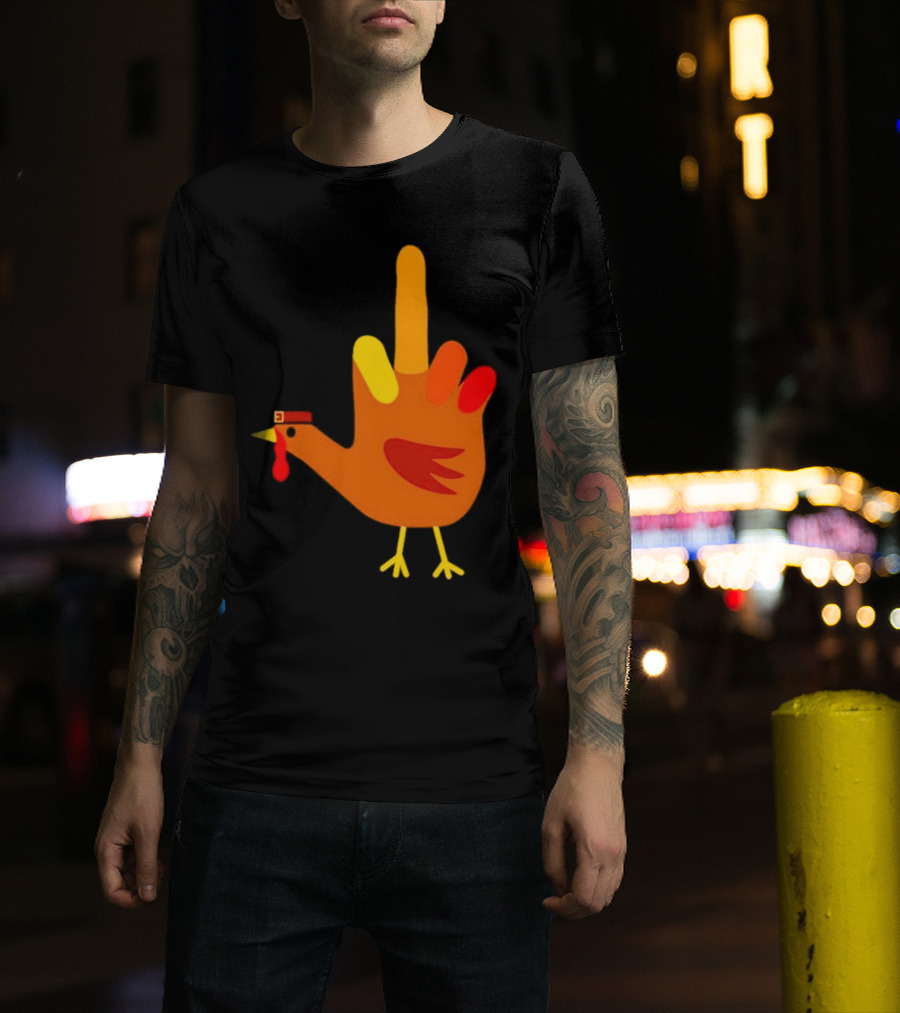 Thanksgiving Middle Finger Turkey Humor Hand Bird T-Shirt