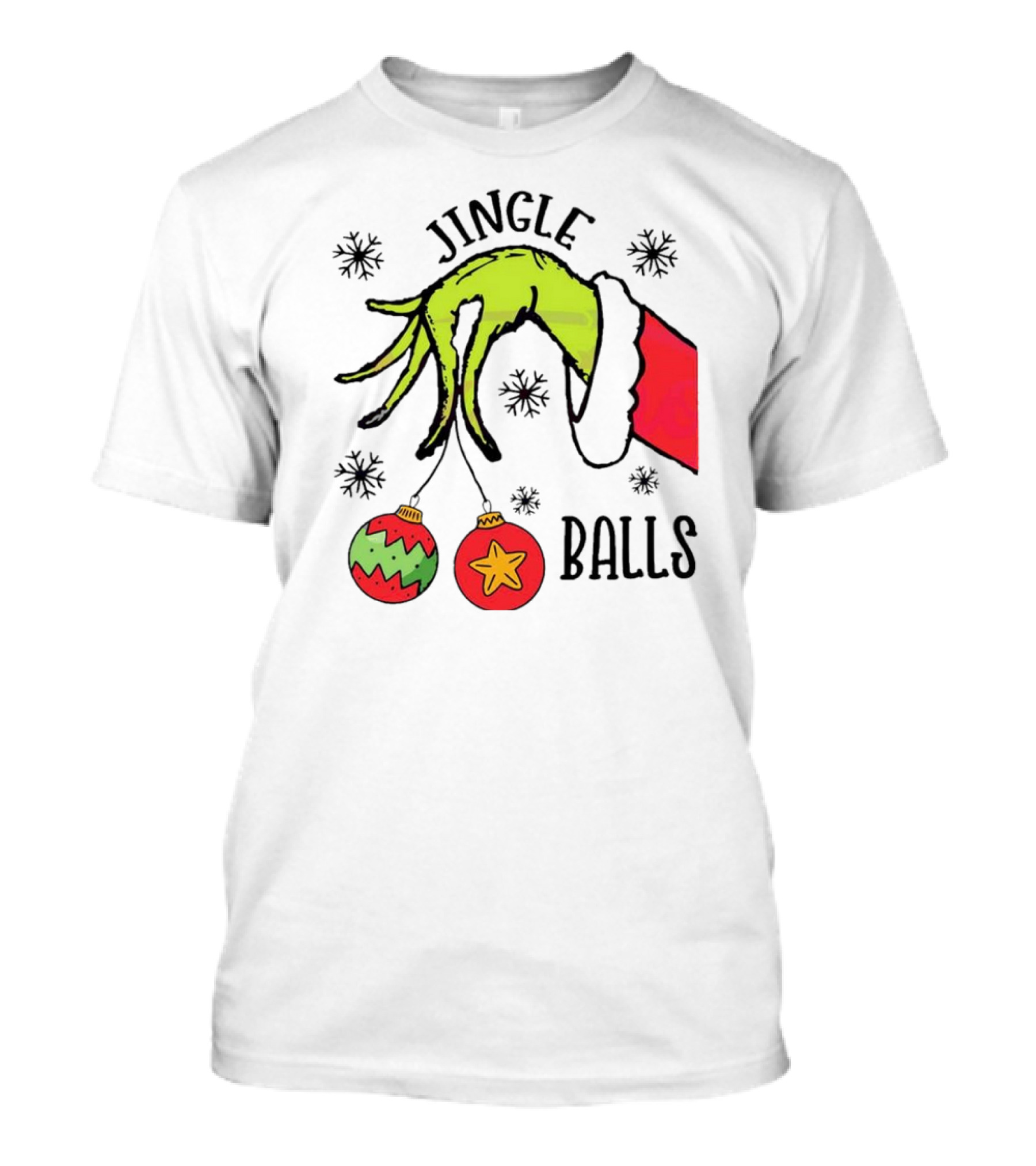 Jingle Balls Grinch Hand Holding Christmas Ornaments T-Shirt
