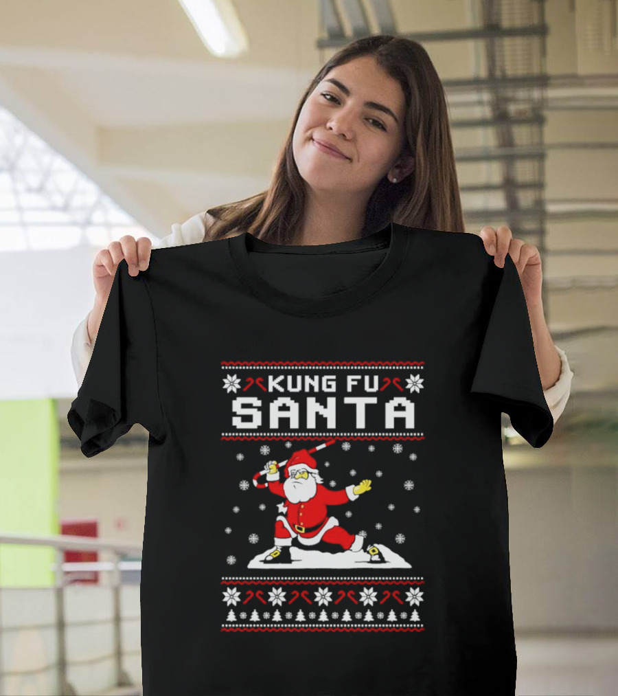 Kung Fu Santa Funny Christmas Sweater Santa Martial Arts Holiday T-Shirt